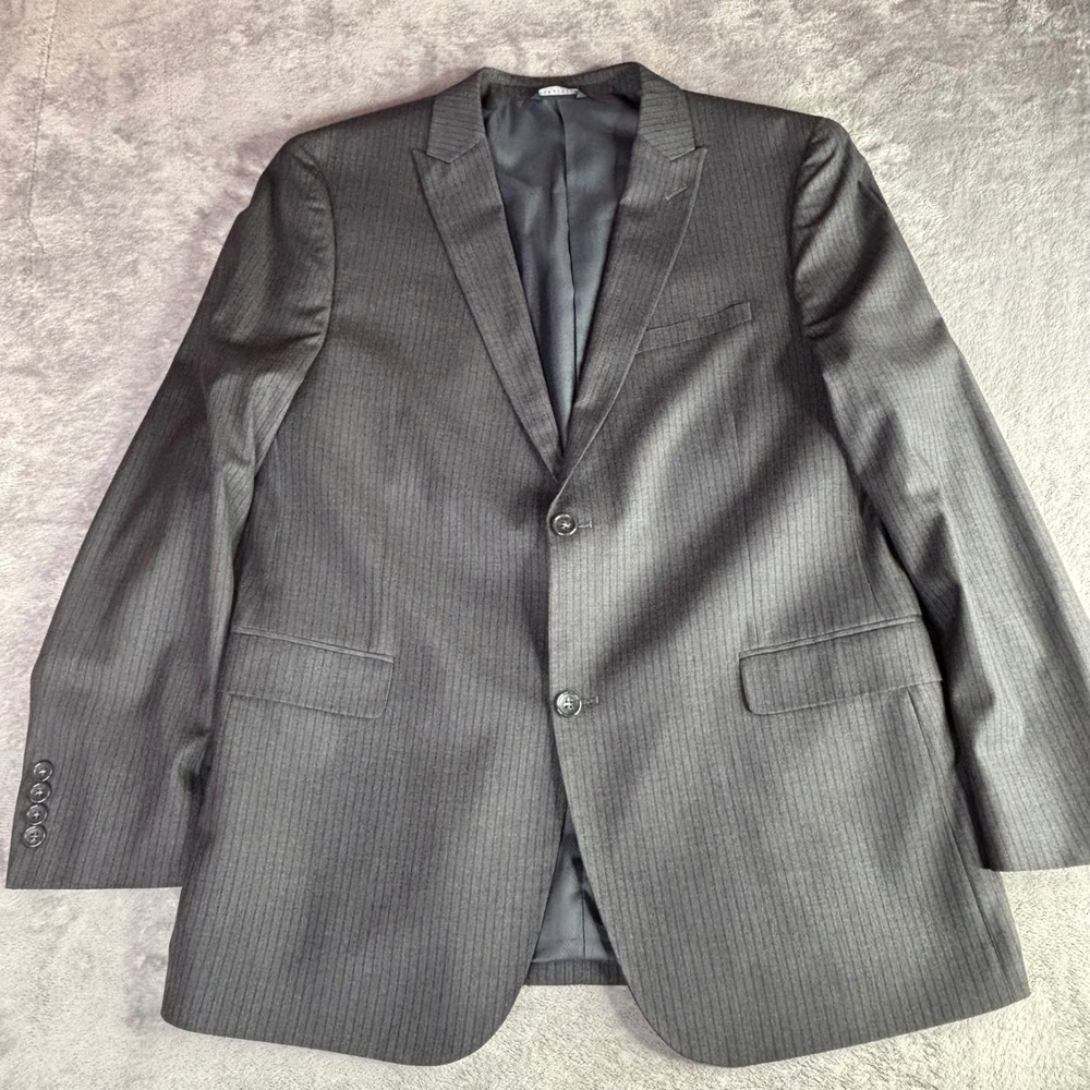Caravelli Blazer Men 44L Grey Pinstripe Slim Fit Harry-C 2B Suit Jacket